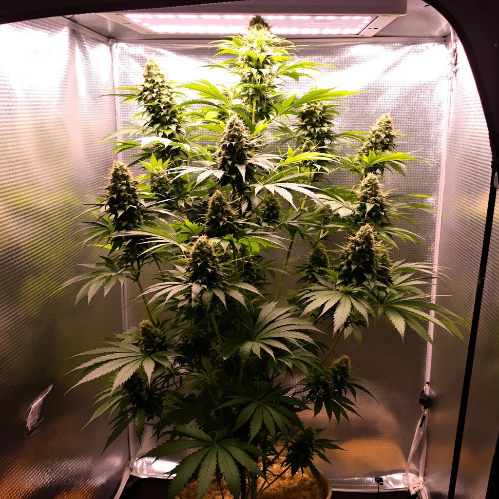 Red Headed Stranger 8% Indica / 92% Sativa — Blüte mit sichtbaren Trichomen