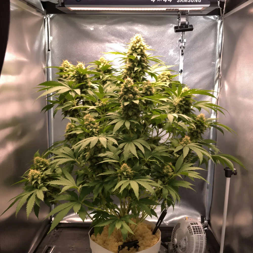 Reserve L.A.K. Federal 77% Indica / 23% Sativa — Blüte mit sichtbaren Trichomen