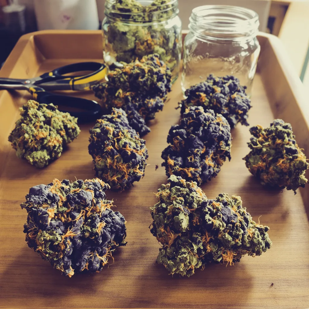 Rockbud 77% Indica / 23% Sativa — Blüte mit sichtbaren Trichomen