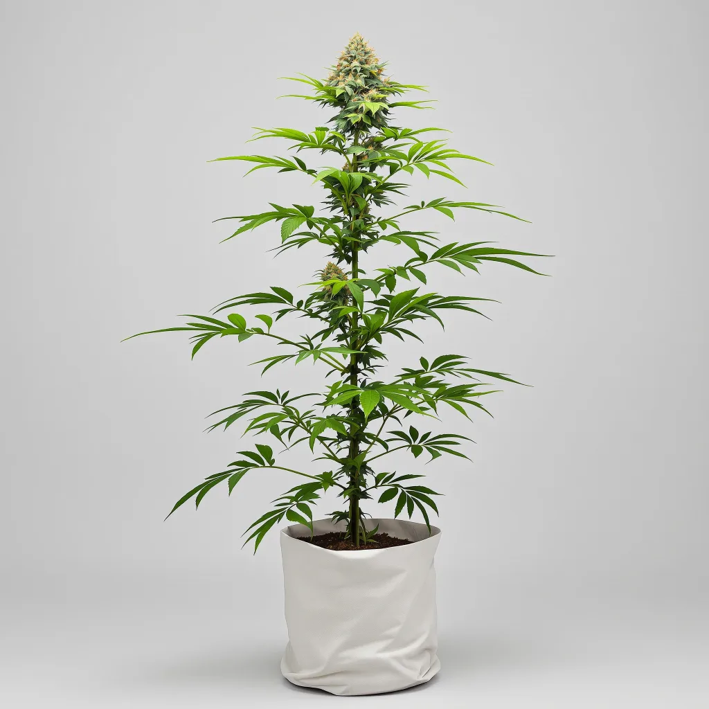 Rockstar Cannabisblüte Nahaufnahme mit ausgewogene Blütenstruktur mit eisigen Trichomen