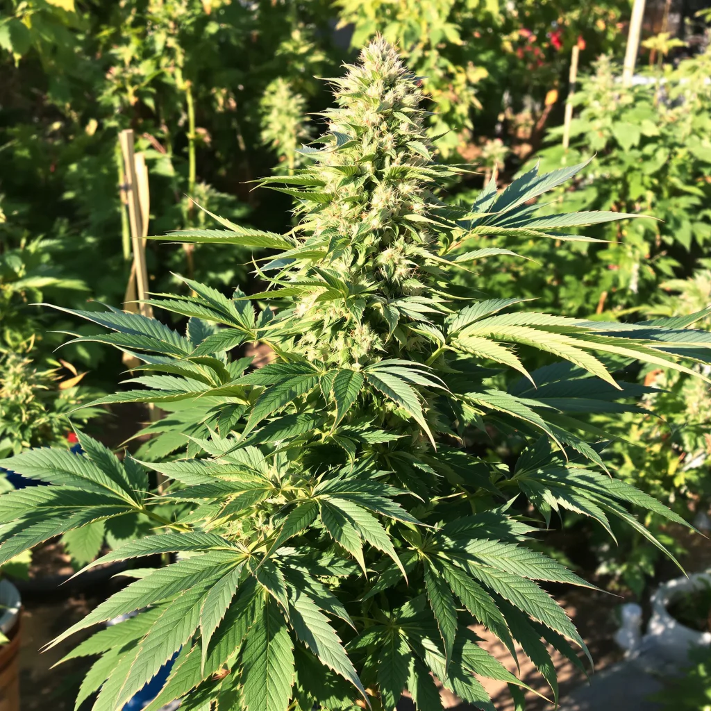 Rockstar Kush 88% Indica / 12% Sativa — Blüte mit sichtbaren Trichomen