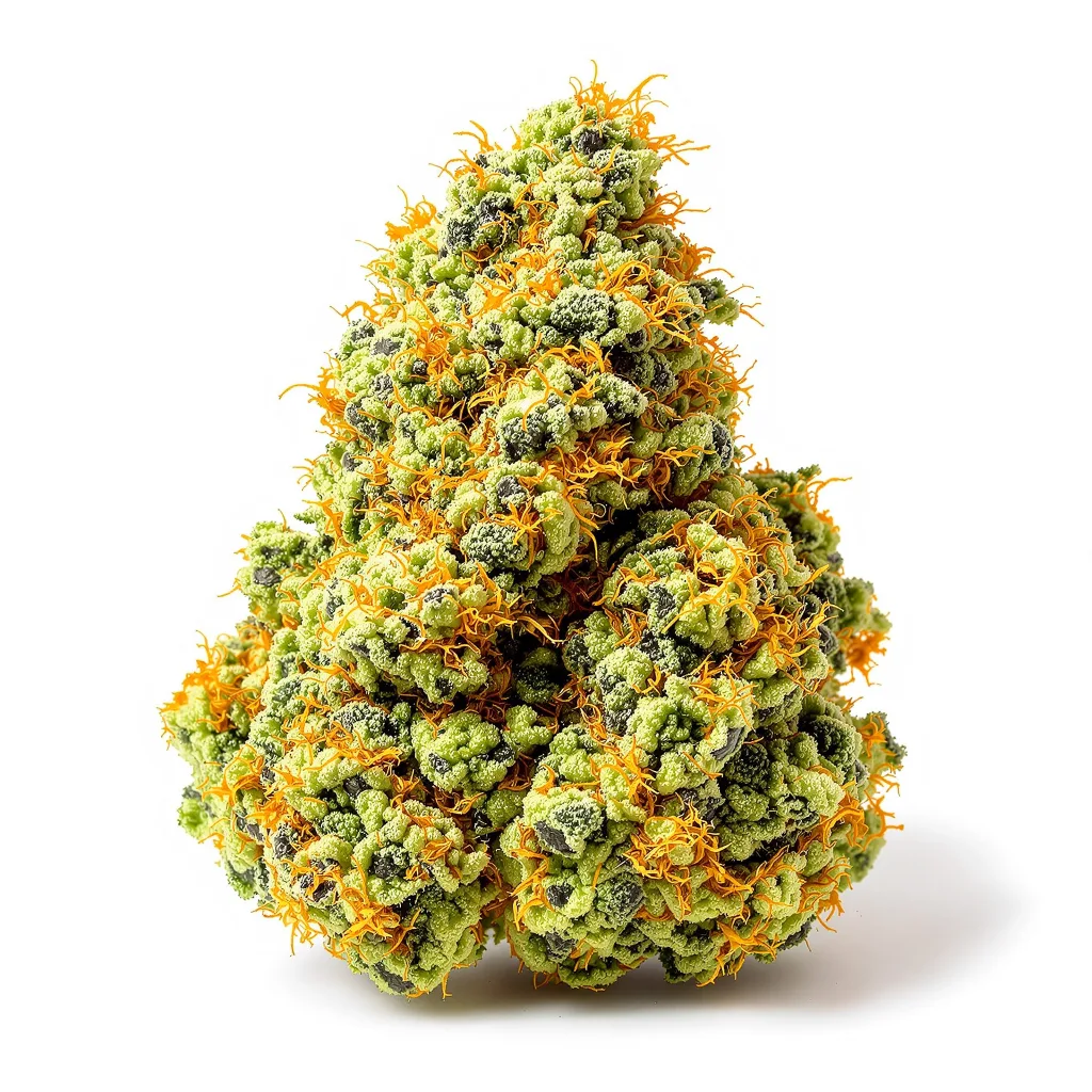 Royal Medic 25% Indica / 75% Sativa — Blüte mit sichtbaren Trichomen