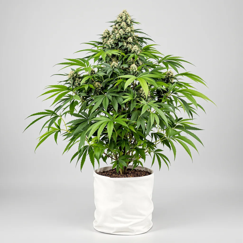 RS11 Cannabisblüte Nahaufnahme mit dichte violett getönte Kelche