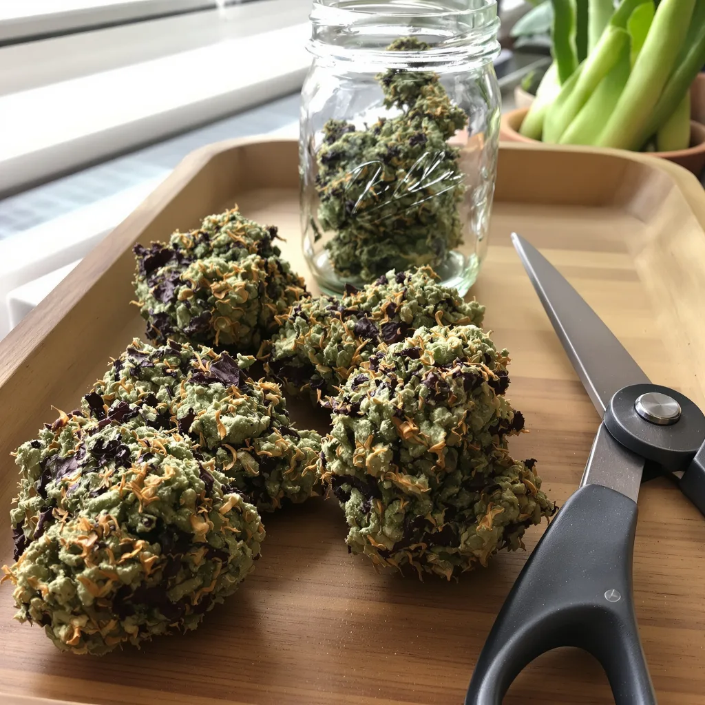 RS11 77% Indica / 23% Sativa — Blüte mit sichtbaren Trichomen