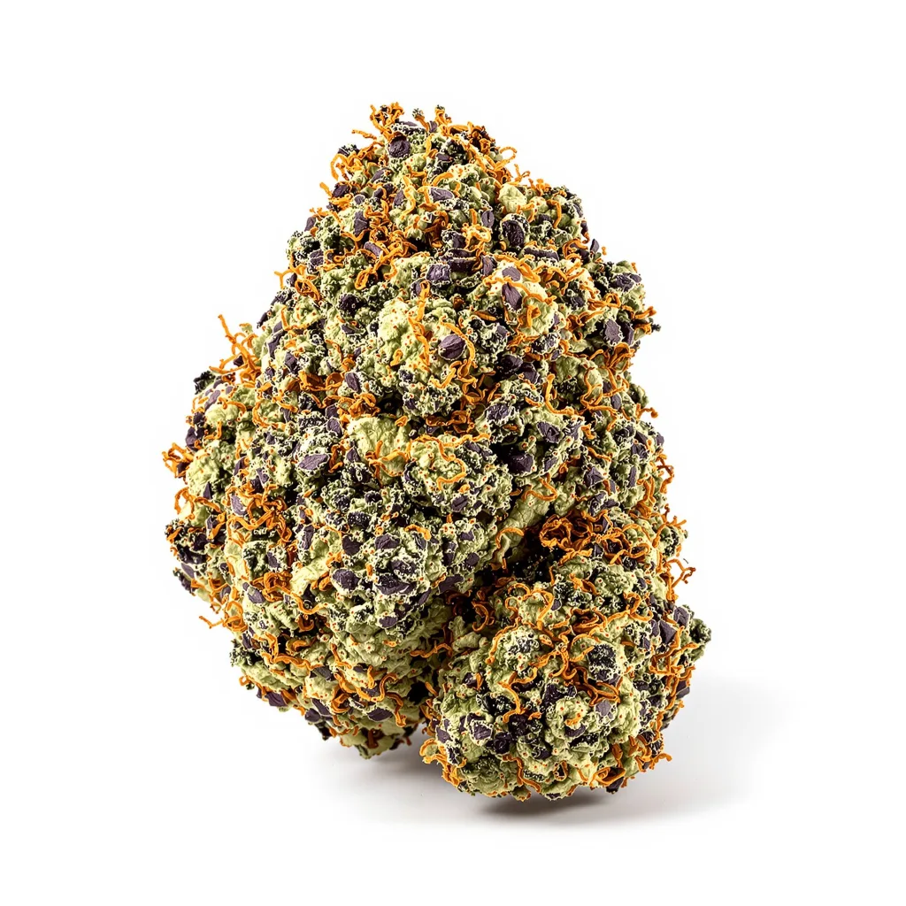 RS11 77% Indica / 23% Sativa — Blüte mit sichtbaren Trichomen