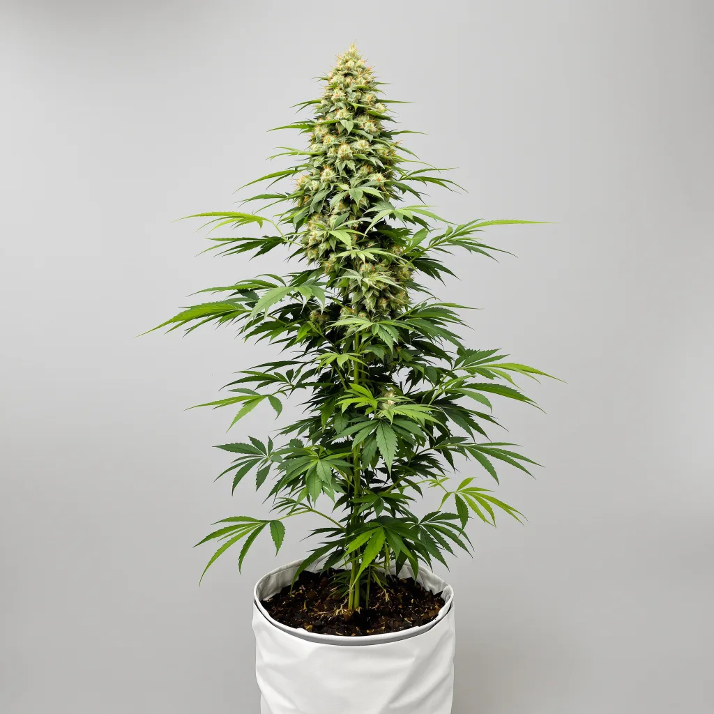 Russian Assassin Cannabisblüte Nahaufnahme mit ausgewogene Blütenstruktur mit eisigen Trichomen