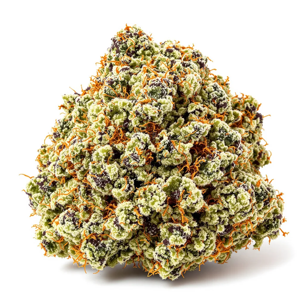 Russian Assassin 58% Indica / 42% Sativa — Blüte mit sichtbaren Trichomen
