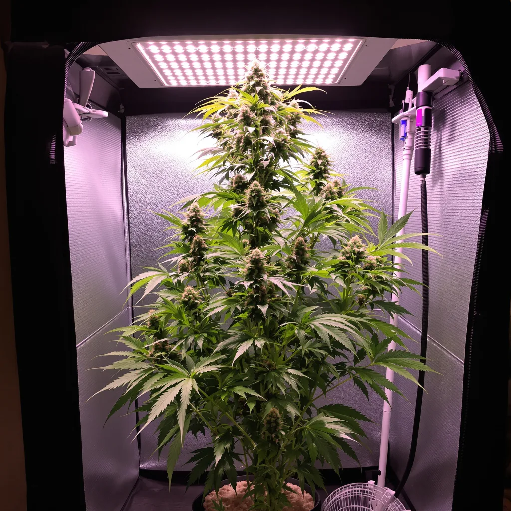 Sage N Sour 25% Indica / 75% Sativa — Blüte mit sichtbaren Trichomen