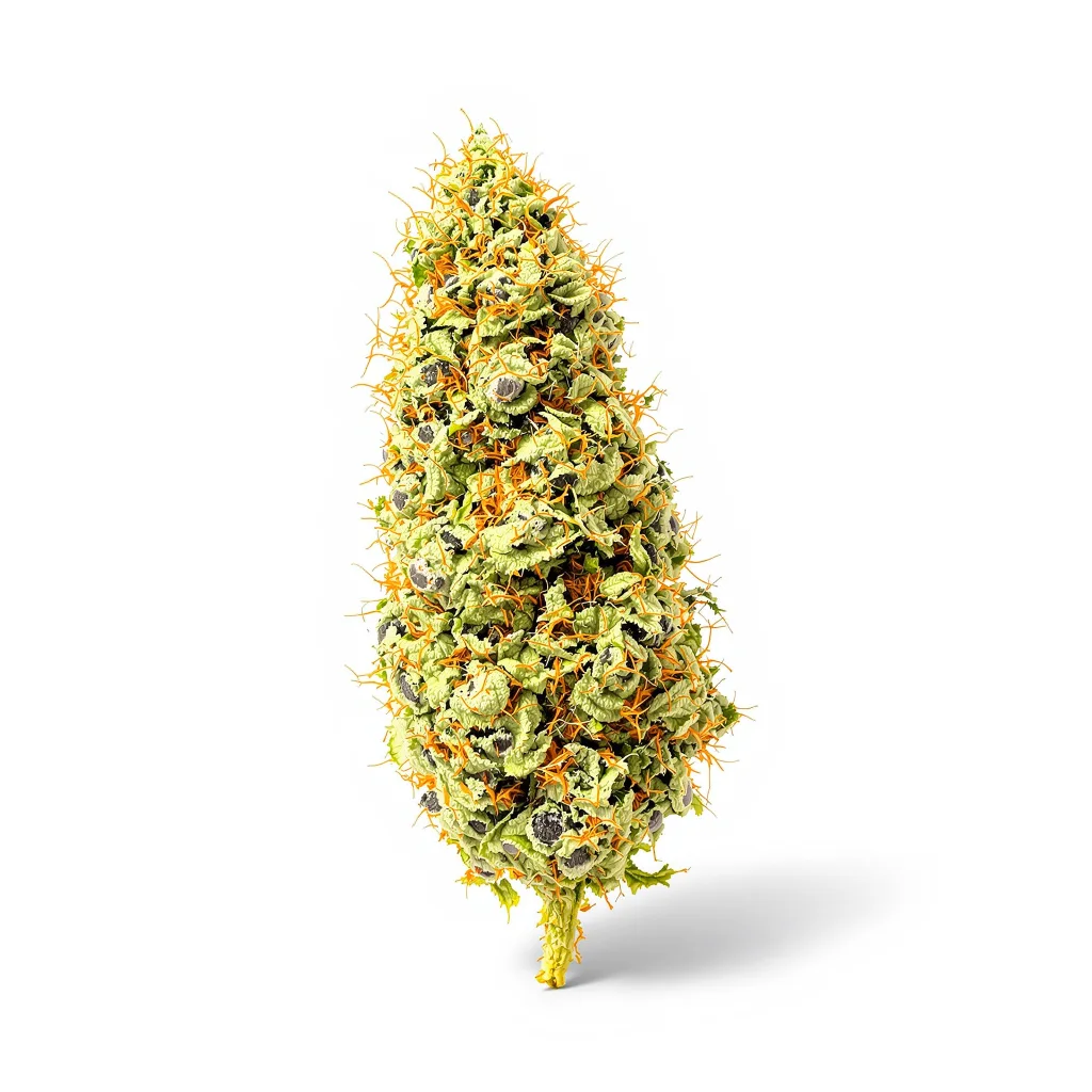 Sage N Sour 25% Indica / 75% Sativa — Blüte mit sichtbaren Trichomen