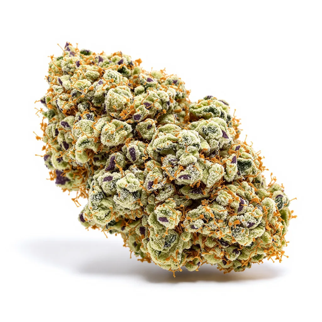 Sangria 63% Indica / 37% Sativa — Blüte mit sichtbaren Trichomen