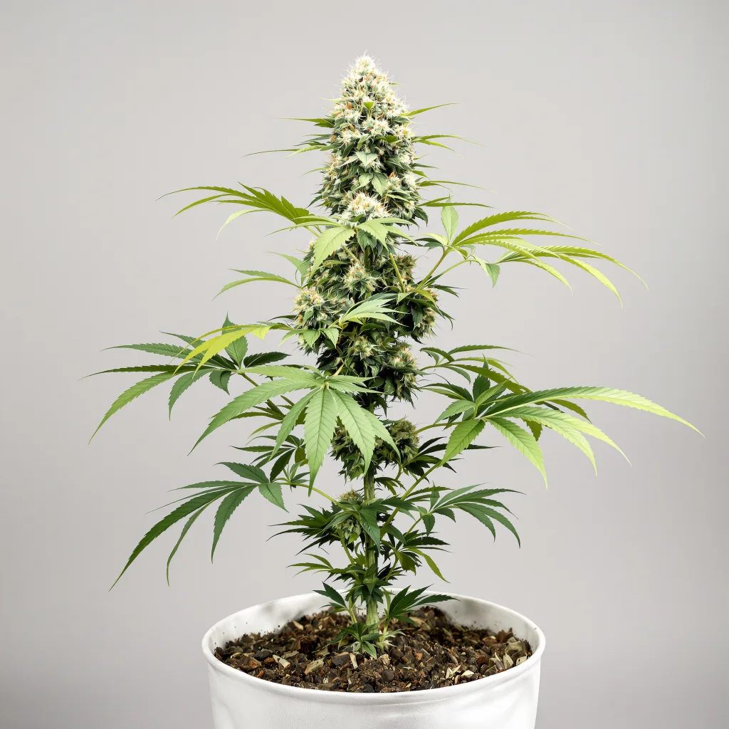 Satellite OG Cannabisblüte Nahaufnahme mit offene Blütenstruktur mit orangen Pistillen
