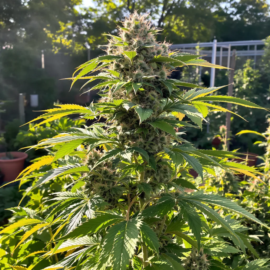 Satellite OG 37% Indica / 63% Sativa — Blüte mit sichtbaren Trichomen