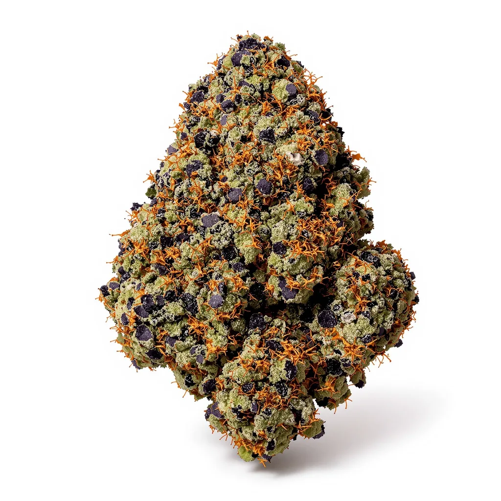 Scott's OG 80% Indica / 20% Sativa — Blüte mit sichtbaren Trichomen