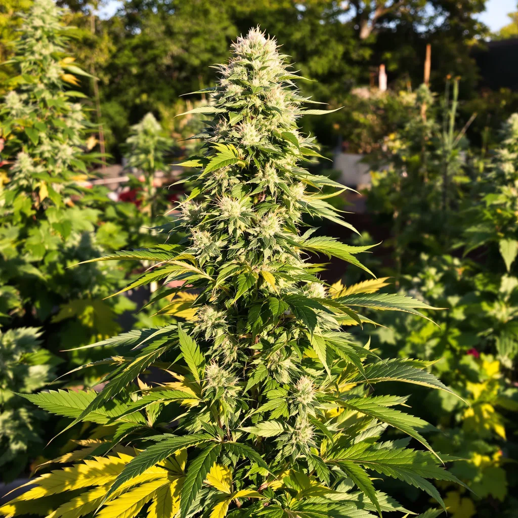 Serious Happiness 55% Indica / 45% Sativa — Blüte mit sichtbaren Trichomen