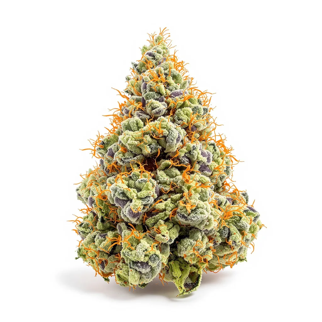 Serious Happiness 55% Indica / 45% Sativa — Blüte mit sichtbaren Trichomen