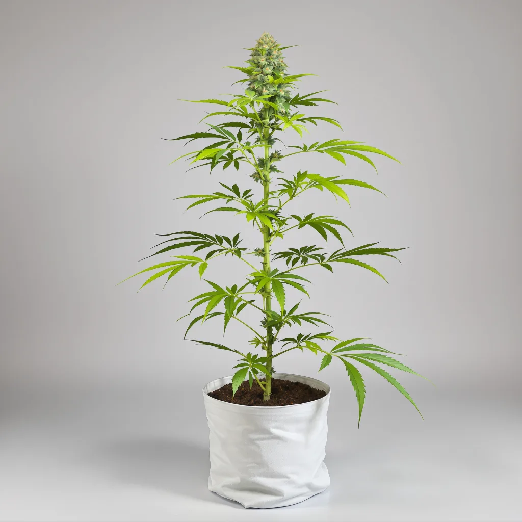 Shiatsu Kush Cannabisblüte Nahaufnahme mit ausgewogene Blütenstruktur mit eisigen Trichomen
