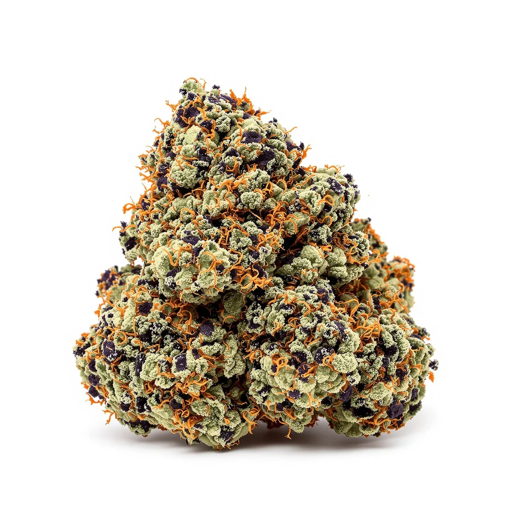Shiva Skunk 80% Indica / 20% Sativa — Blüte mit sichtbaren Trichomen