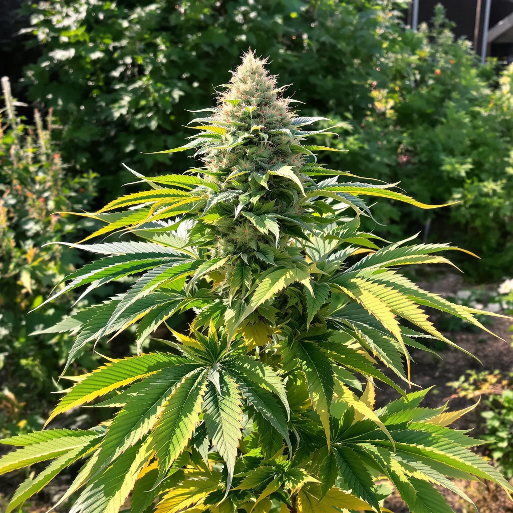 Sin City Kush 67% Indica / 33% Sativa — Blüte mit sichtbaren Trichomen