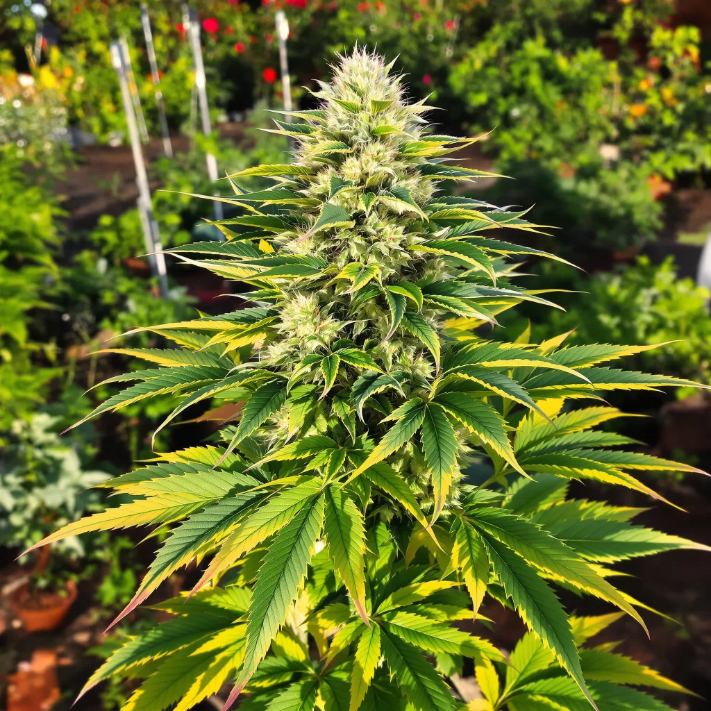 Skunk Diesel 82% Indica / 18% Sativa — Blüte mit sichtbaren Trichomen