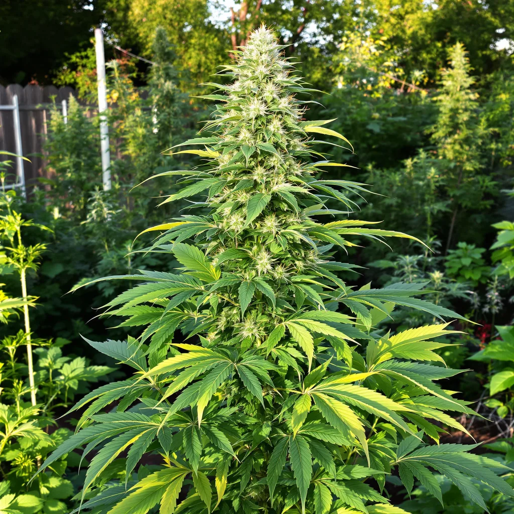 Skunk No. 1 50% Indica / 50% Sativa — Blüte mit sichtbaren Trichomen
