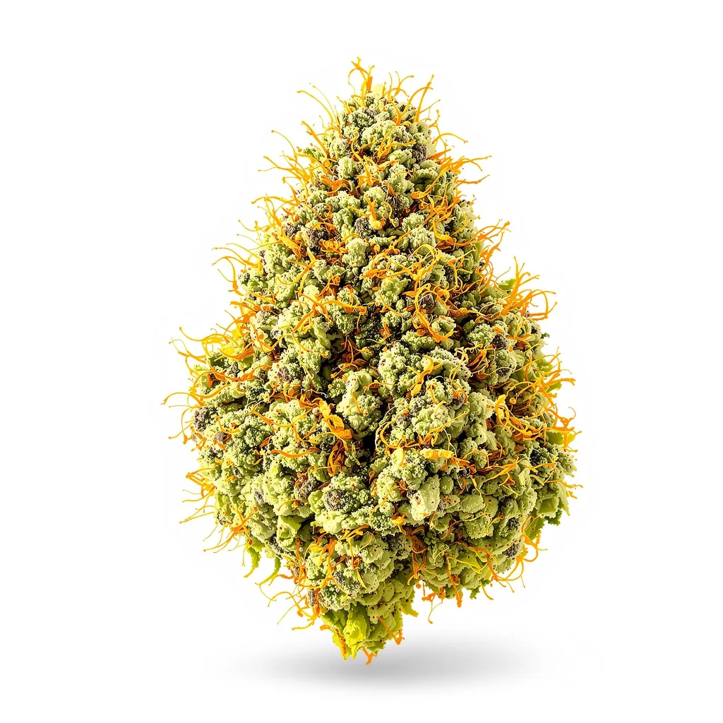 Skunky Jack 8% Indica / 92% Sativa — Blüte mit sichtbaren Trichomen