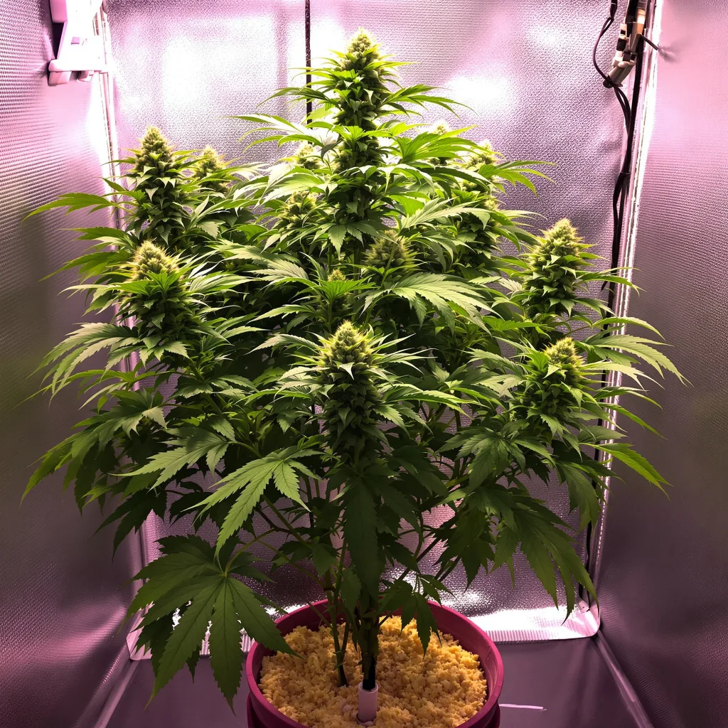 Skywalker Alien 87% Indica / 13% Sativa — Blüte mit sichtbaren Trichomen