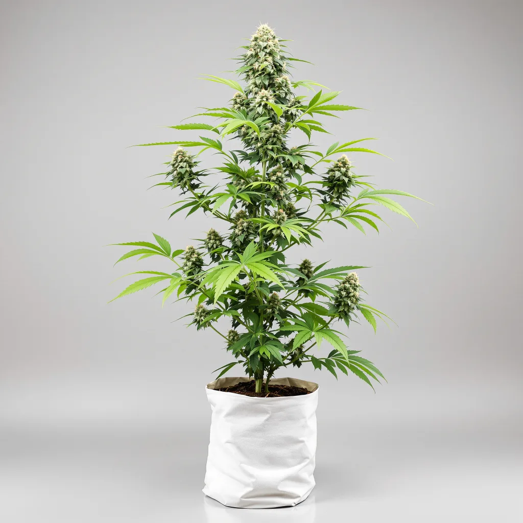 Smelliot Cannabisblüte Nahaufnahme mit ausgewogene Blütenstruktur mit eisigen Trichomen