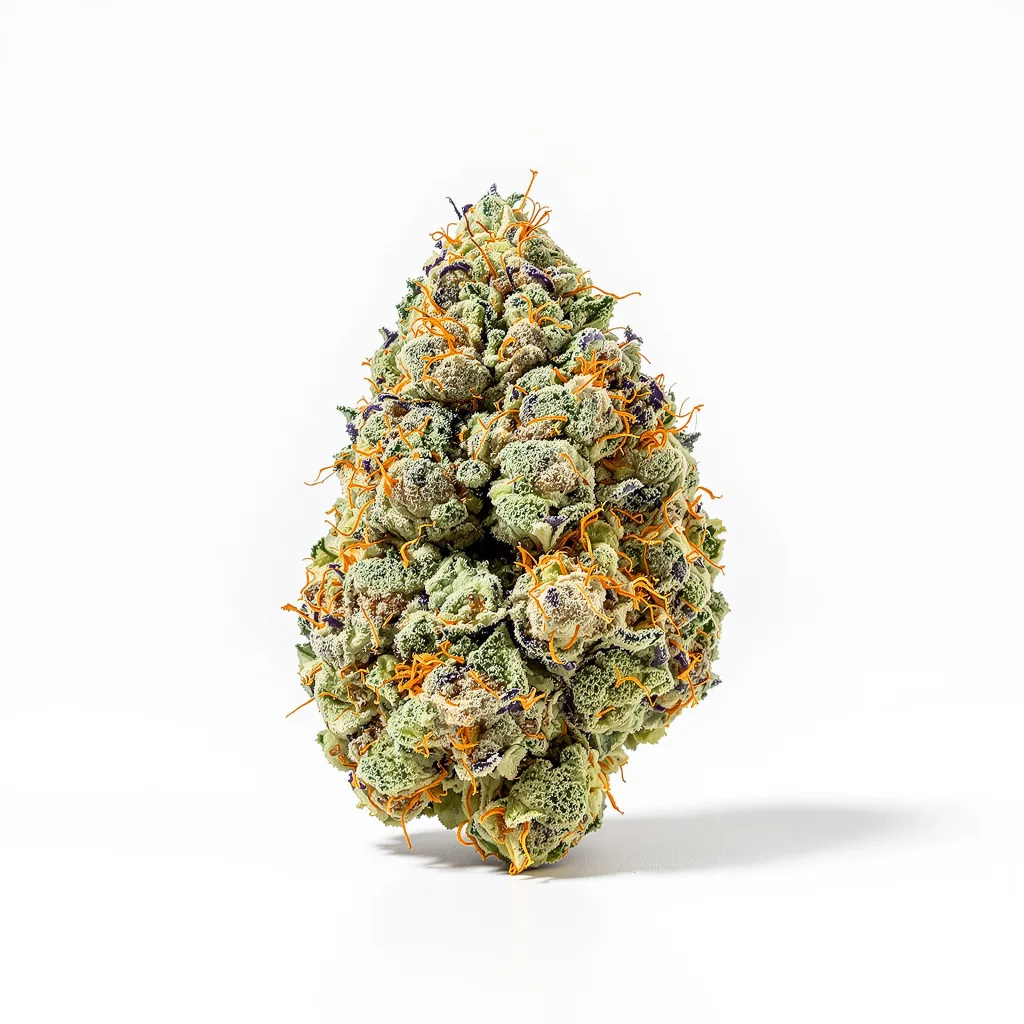 Smelliot 47% Indica / 53% Sativa — Blüte mit sichtbaren Trichomen
