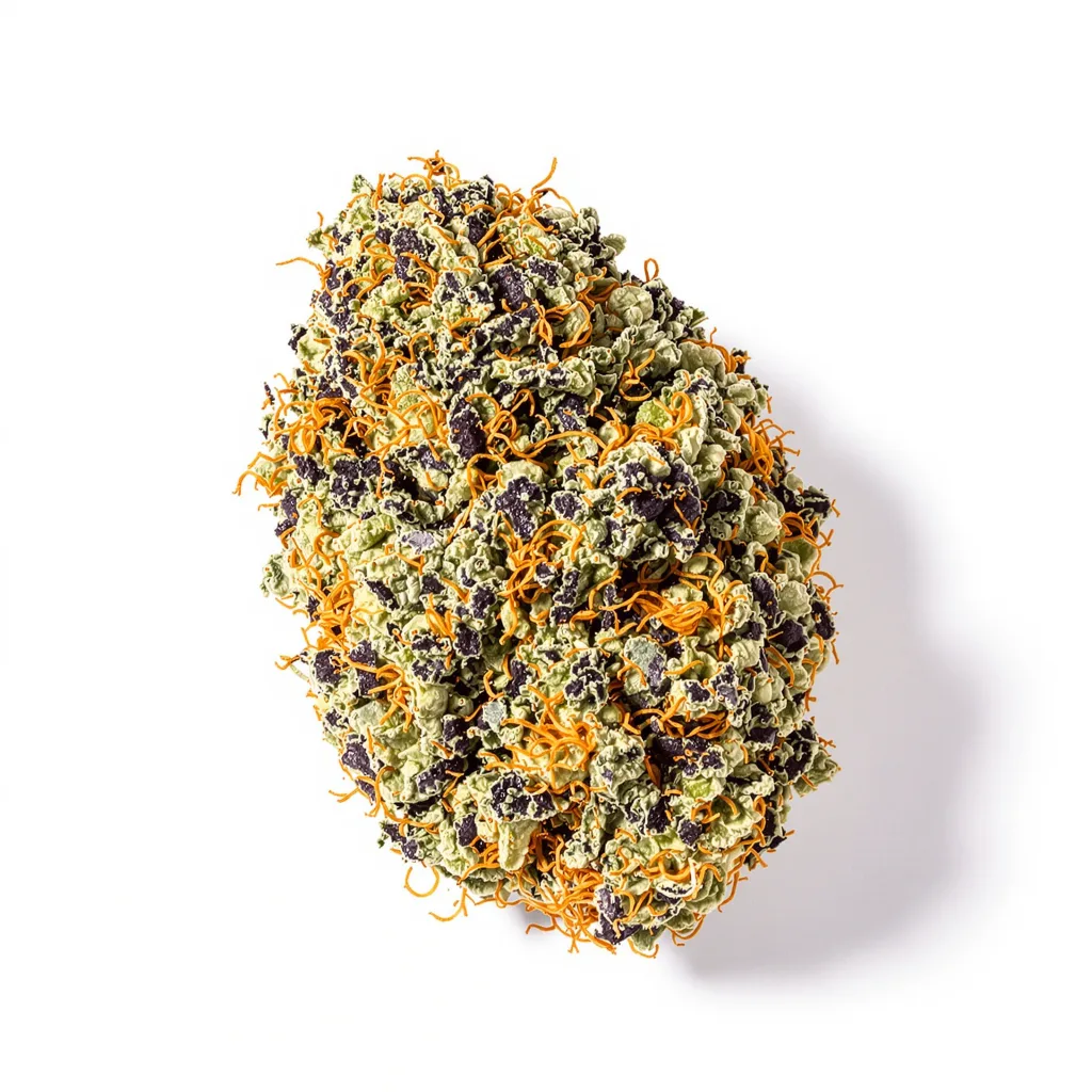 Snoop Dogg OG 75% Indica / 25% Sativa — Blüte mit sichtbaren Trichomen