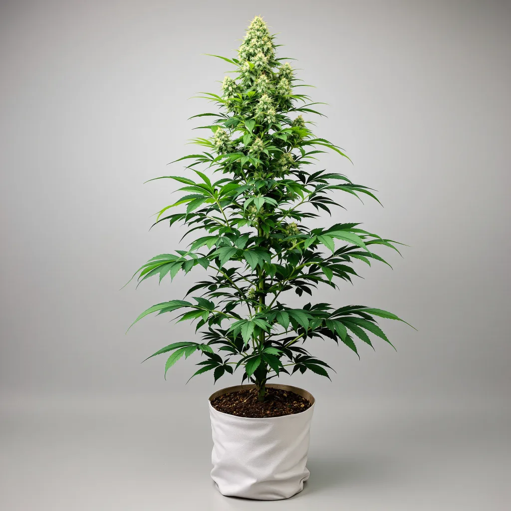 Snoop's Dream Cannabisblüte Nahaufnahme mit ausgewogene Blütenstruktur mit eisigen Trichomen