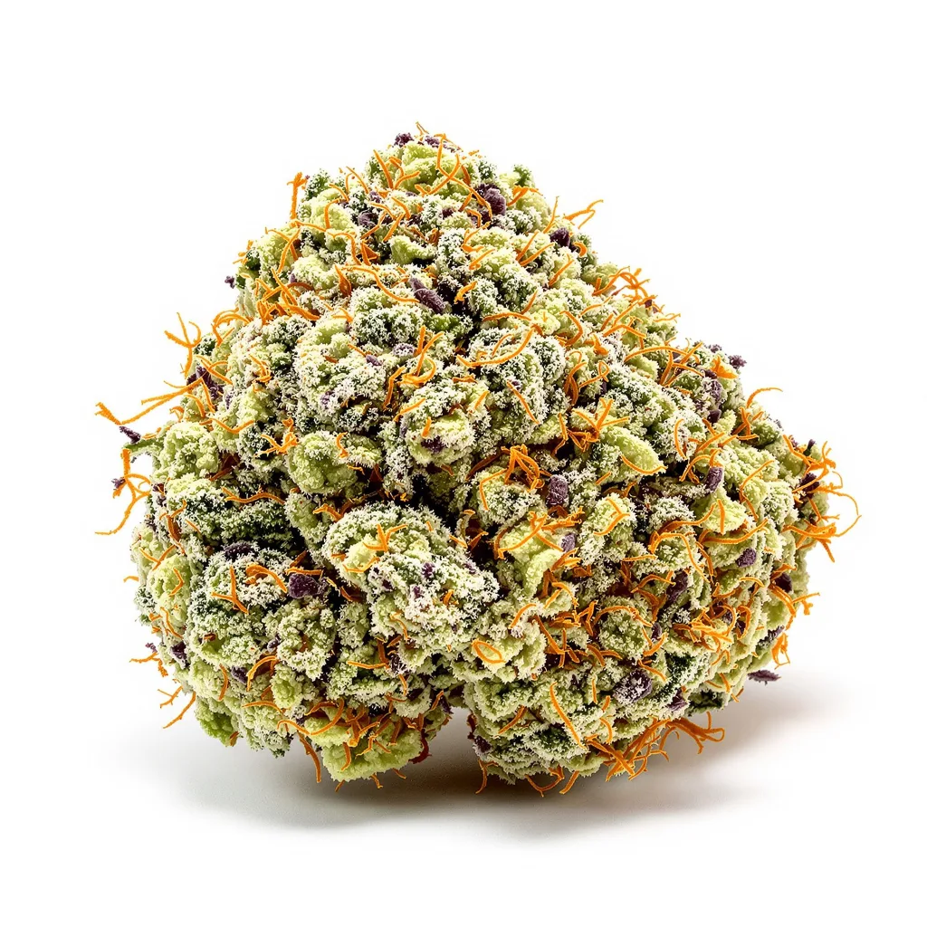 Snow Leopard 44% Indica / 56% Sativa — Blüte mit sichtbaren Trichomen