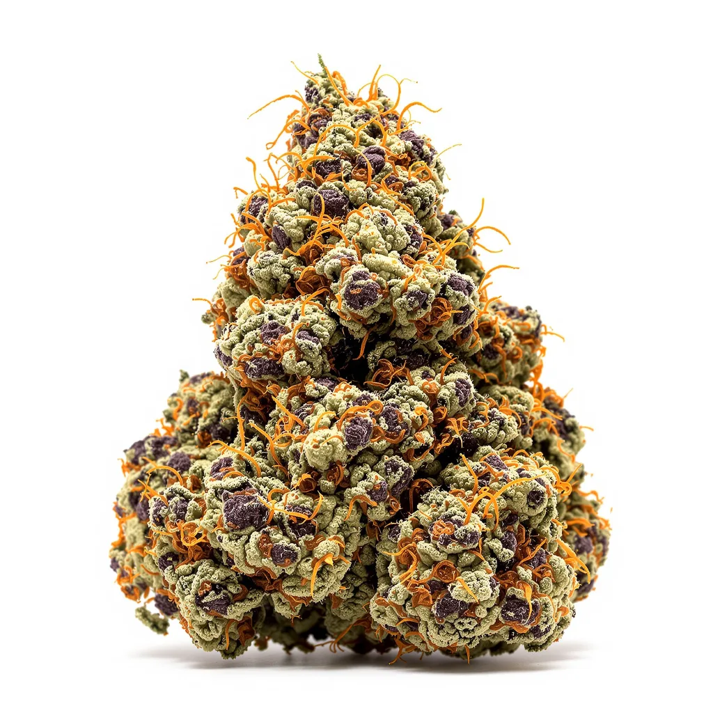 Snow White 80% Indica / 10% Sativa — Blüte mit sichtbaren Trichomen