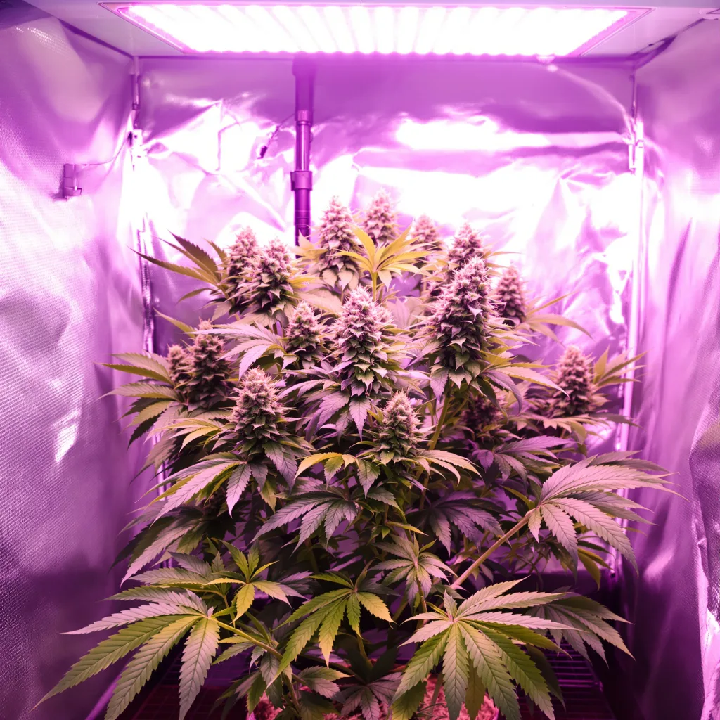 Somango 75% Indica / 25% Sativa — Blüte mit sichtbaren Trichomen