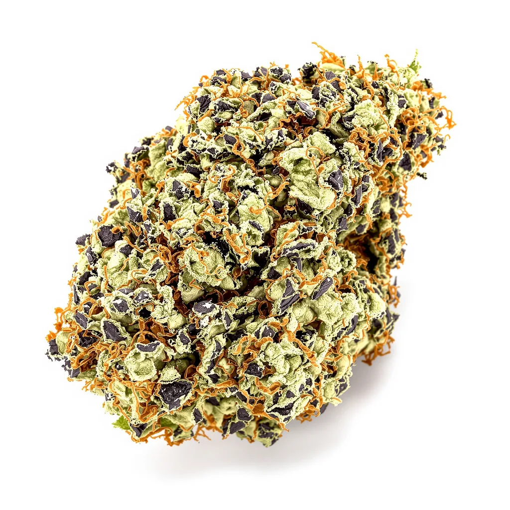 Somango 75% Indica / 25% Sativa — Blüte mit sichtbaren Trichomen