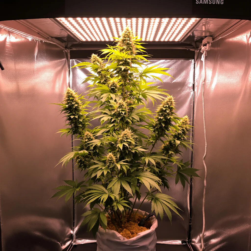Sour Amnesia 20% Indica / 80% Sativa — Blüte mit sichtbaren Trichomen