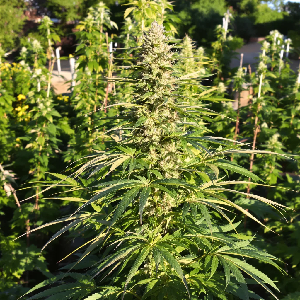 Sour Amnesia 20% Indica / 80% Sativa — Blüte mit sichtbaren Trichomen