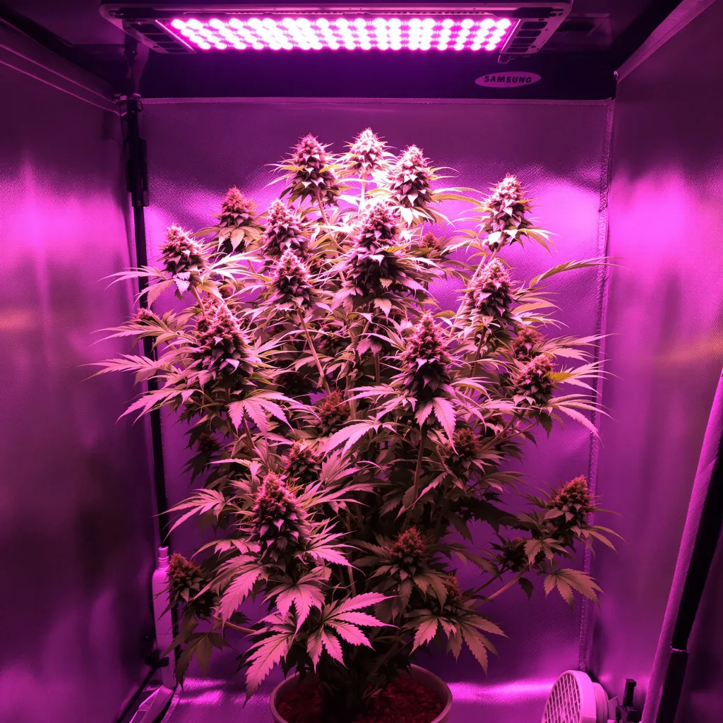 Sour Bubba 47% Indica / 53% Sativa — Blüte mit sichtbaren Trichomen