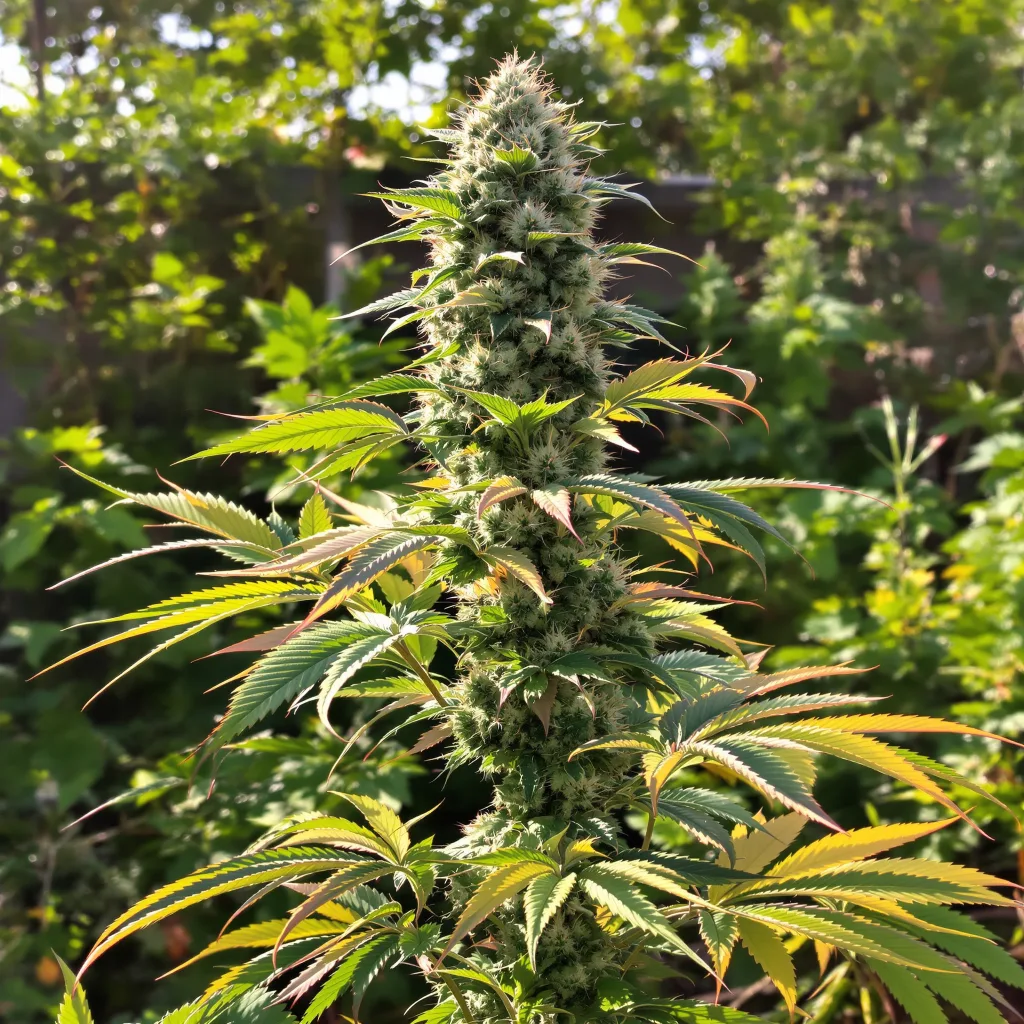 Sour Bubba 47% Indica / 53% Sativa — Blüte mit sichtbaren Trichomen