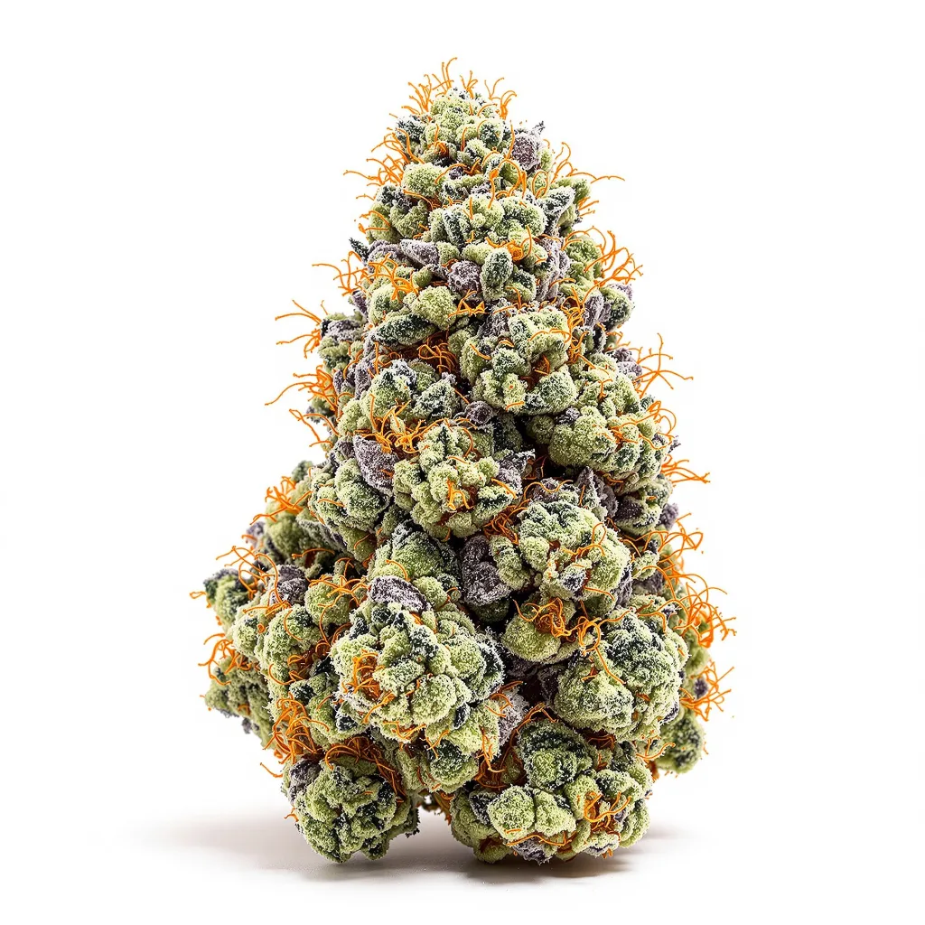 Sour Bubba 47% Indica / 53% Sativa — Blüte mit sichtbaren Trichomen