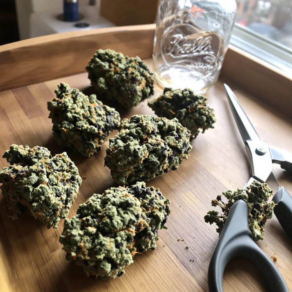 Sour Bubble 81% Indica / 19% Sativa — Blüte mit sichtbaren Trichomen