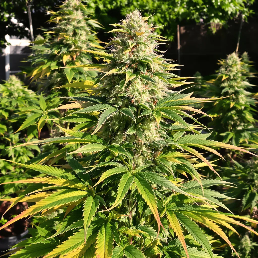 Sour Cheese 88% Indica / 12% Sativa — Blüte mit sichtbaren Trichomen