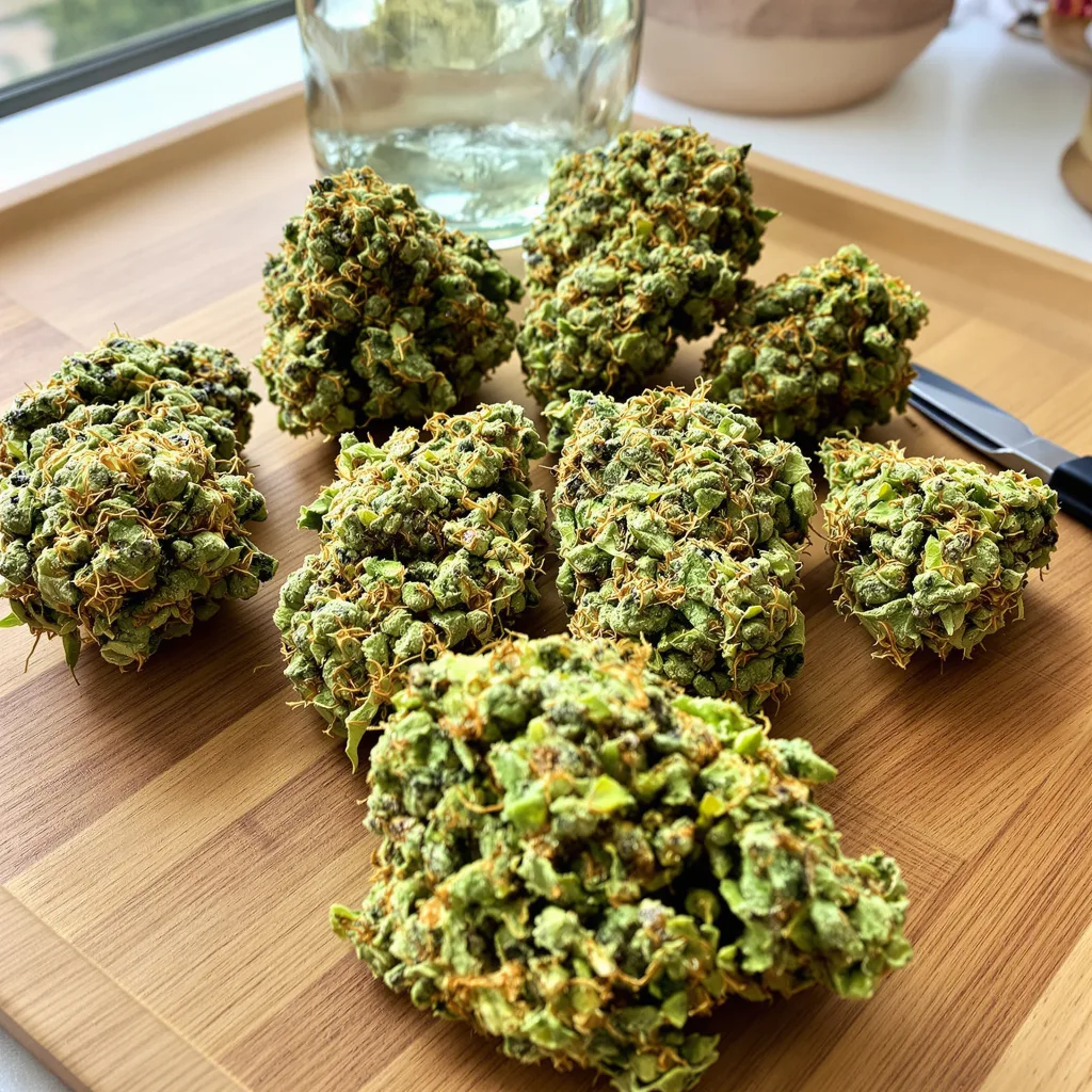 Sour Cookies 8% Indica / 92% Sativa — Blüte mit sichtbaren Trichomen