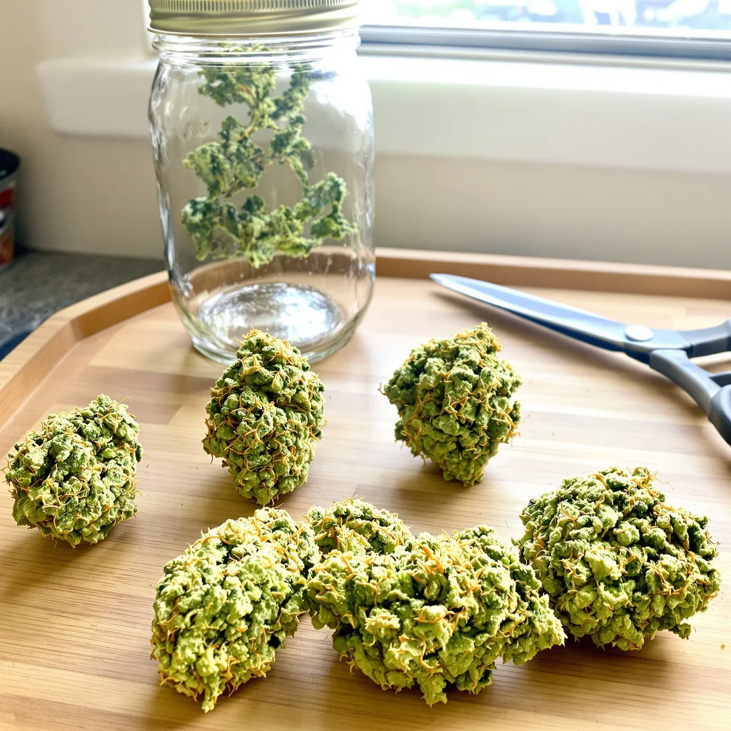 Sour Diesel 11% Indica / 89% Sativa — Blüte mit sichtbaren Trichomen