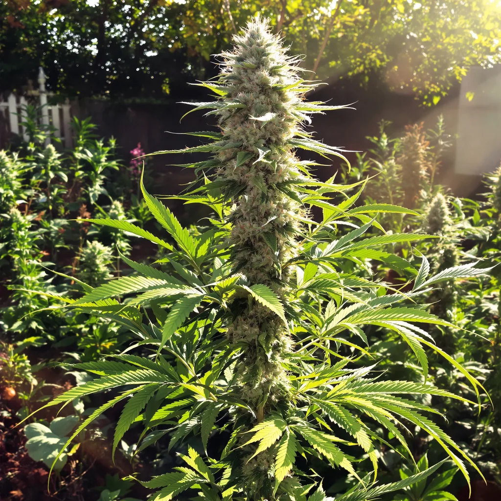 Sour Dubble 61% Indica / 39% Sativa — Blüte mit sichtbaren Trichomen