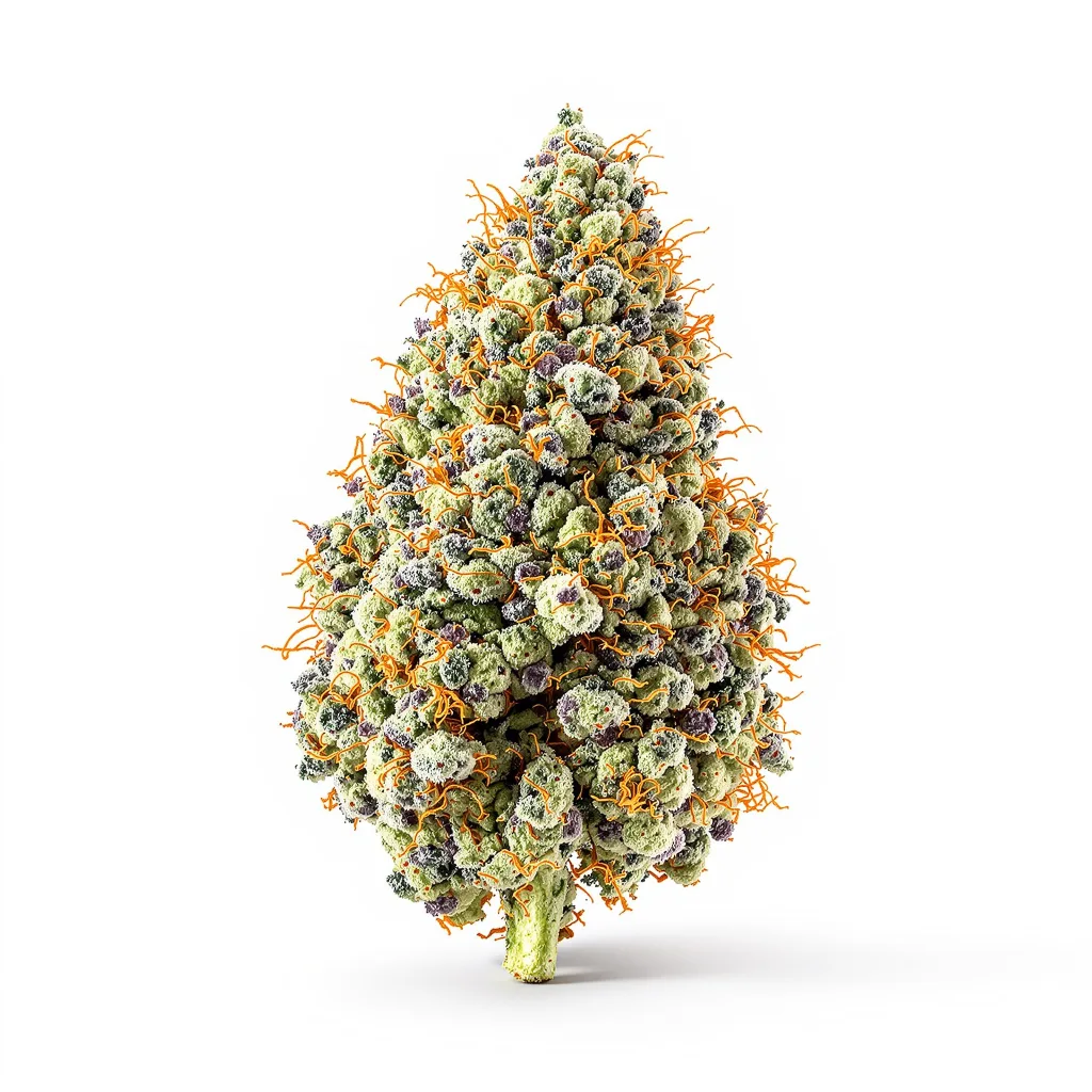 Sour Dubble 61% Indica / 39% Sativa — Blüte mit sichtbaren Trichomen