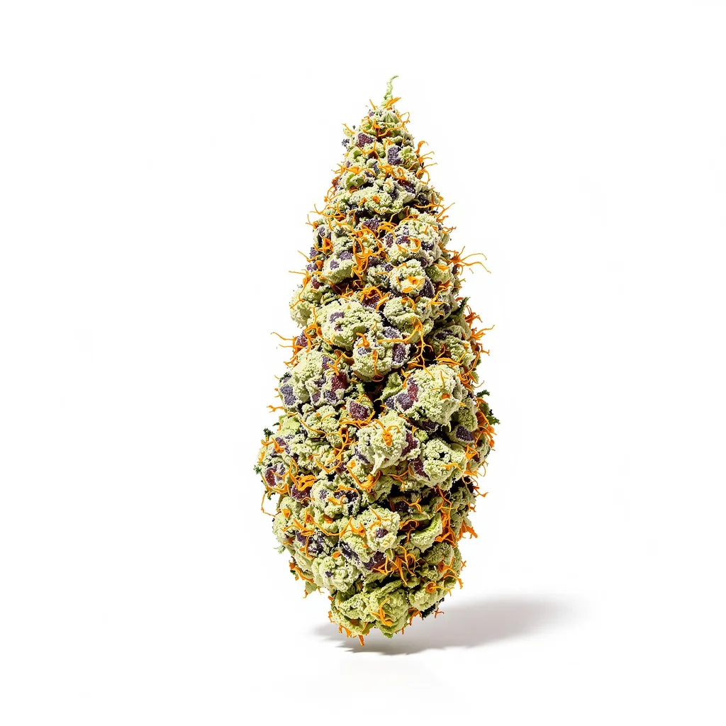 Sour Kush 50% Indica / 50% Sativa — Blüte mit sichtbaren Trichomen