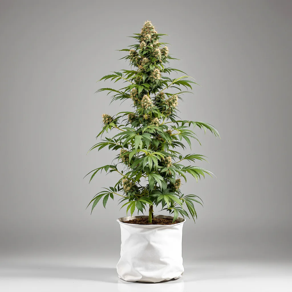 Sour Tsunami Cannabisblüte Nahaufnahme mit offene Blütenstruktur mit orangen Pistillen