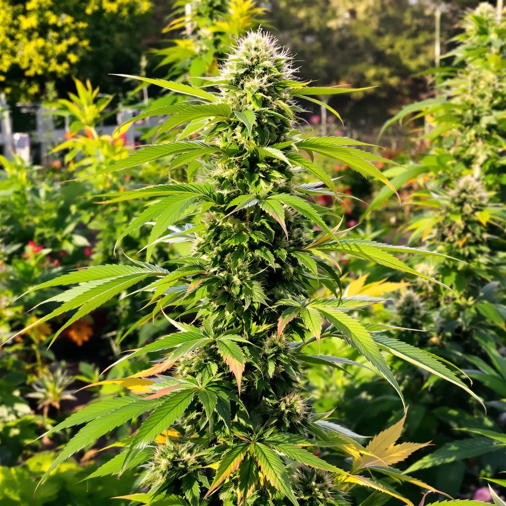 Sour Tsunami 40% Indica / 60% Sativa — Blüte mit sichtbaren Trichomen