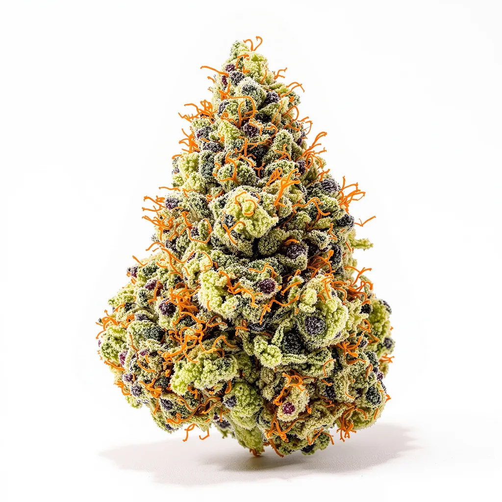Sour Tsunami 40% Indica / 60% Sativa — Blüte mit sichtbaren Trichomen