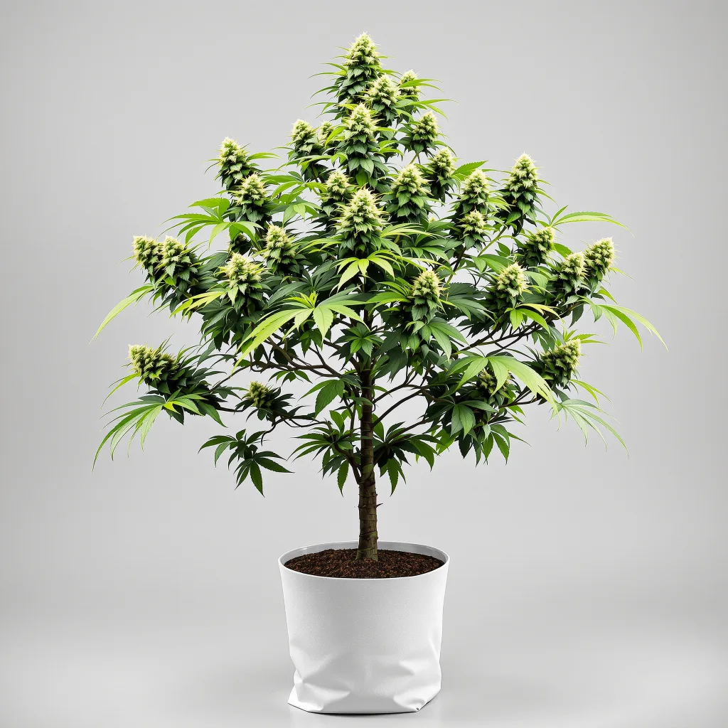 Space Bomb Cannabisblüte Nahaufnahme mit offene Blütenstruktur mit orangen Pistillen